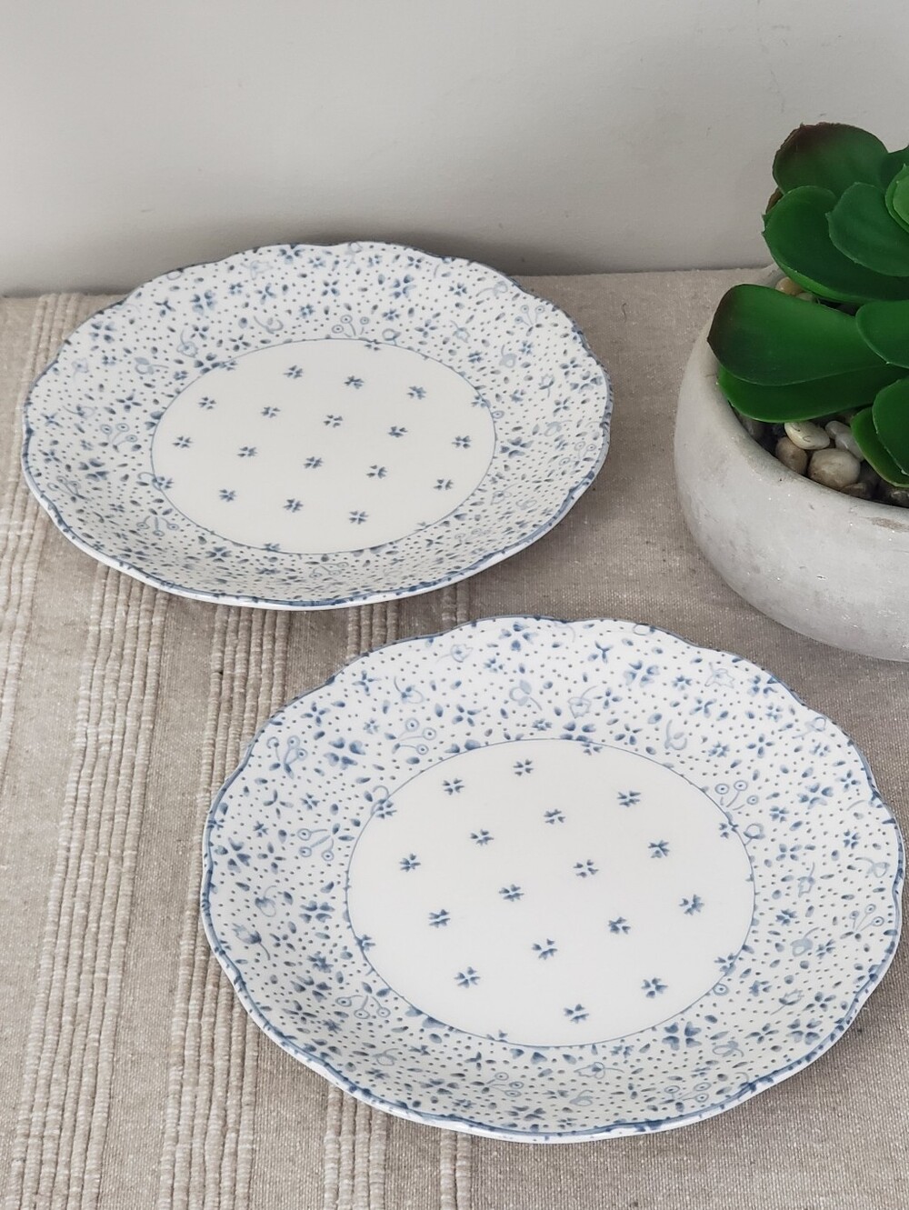 Nikko Forget-Me-Not Vintage Scalloped Bread & Butter Plates - 2 Plates